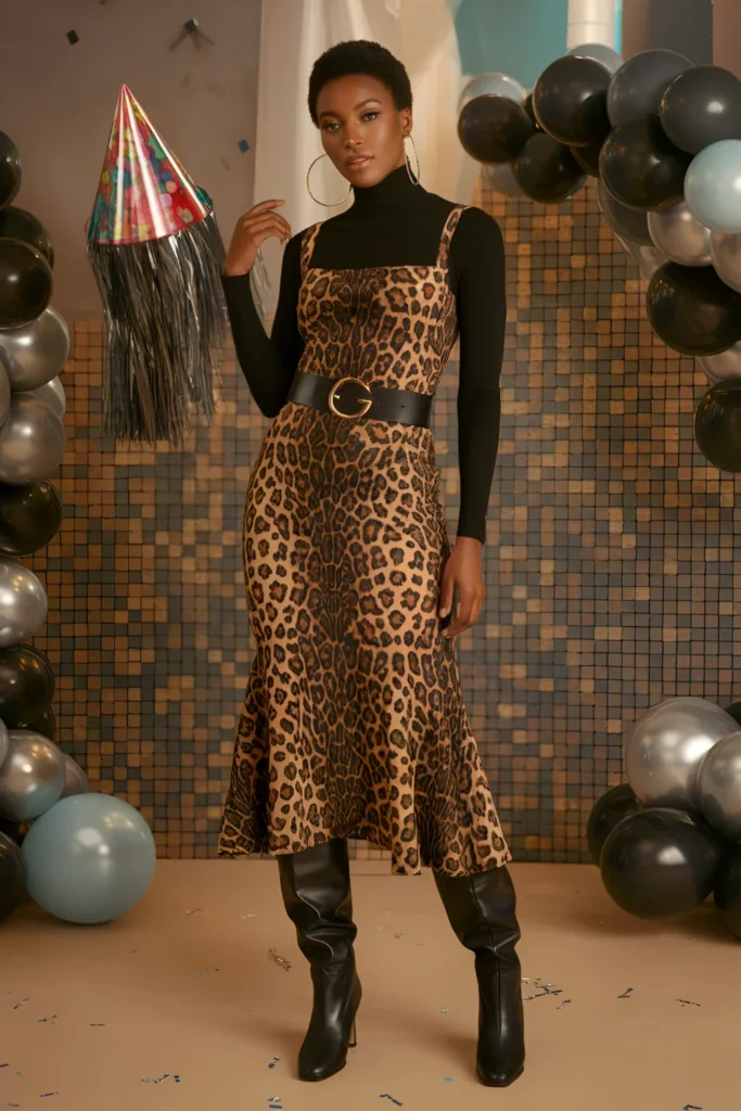 Winter Birthday Animal Print Outfit For Black Women