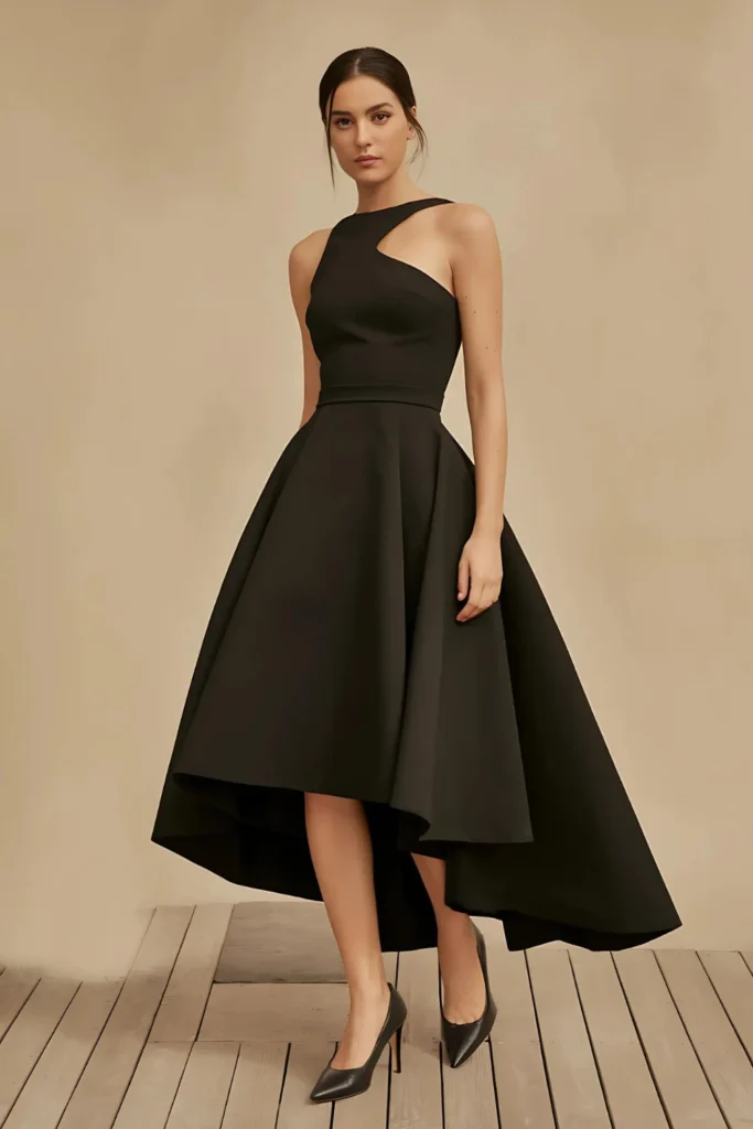 Classy New Years Eve Asymmetrical Hem Dress Outfit