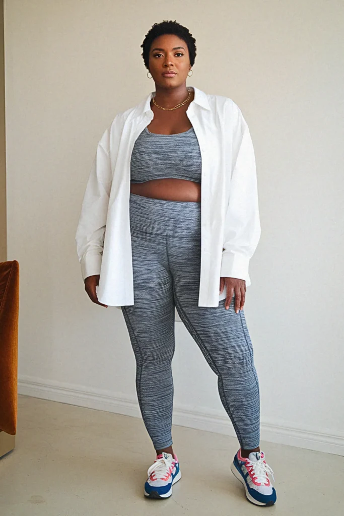 Plus Size Space-Dye Athletic Legging Outfit
