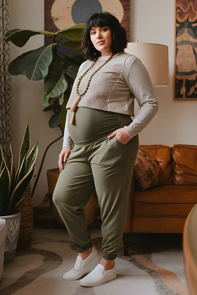 Plus Size Summer Mixed Media Pregnancy Outfit