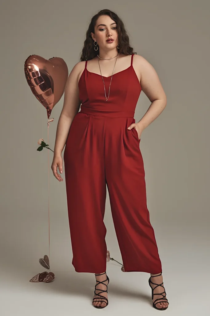 Plus Size Valentine's Bold Red Jumpsuit Outfit