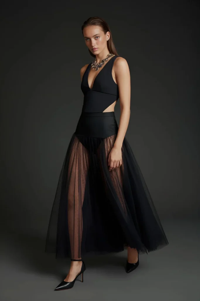 Classy New Years Eve Tulle Skirt Outfit