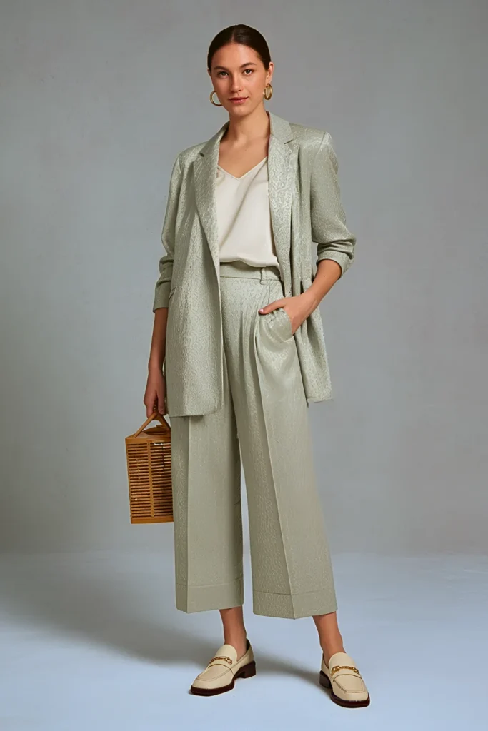 Spring Botanical Jacquard Coordinates Work Outfit