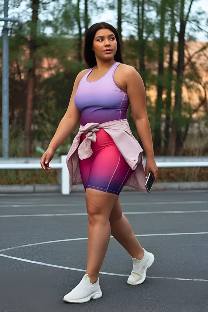 Plus Size Summer Ombre Workout Dress Athleisure Outfit