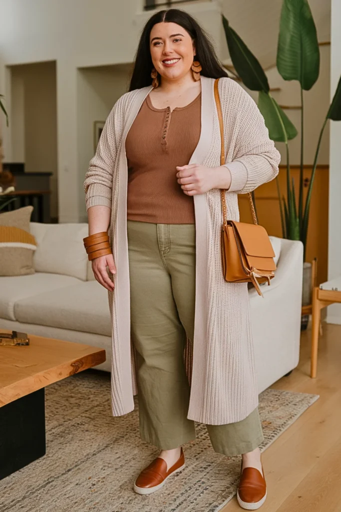 Plus Size Cute Sweater Cardigan Autumn Outfit