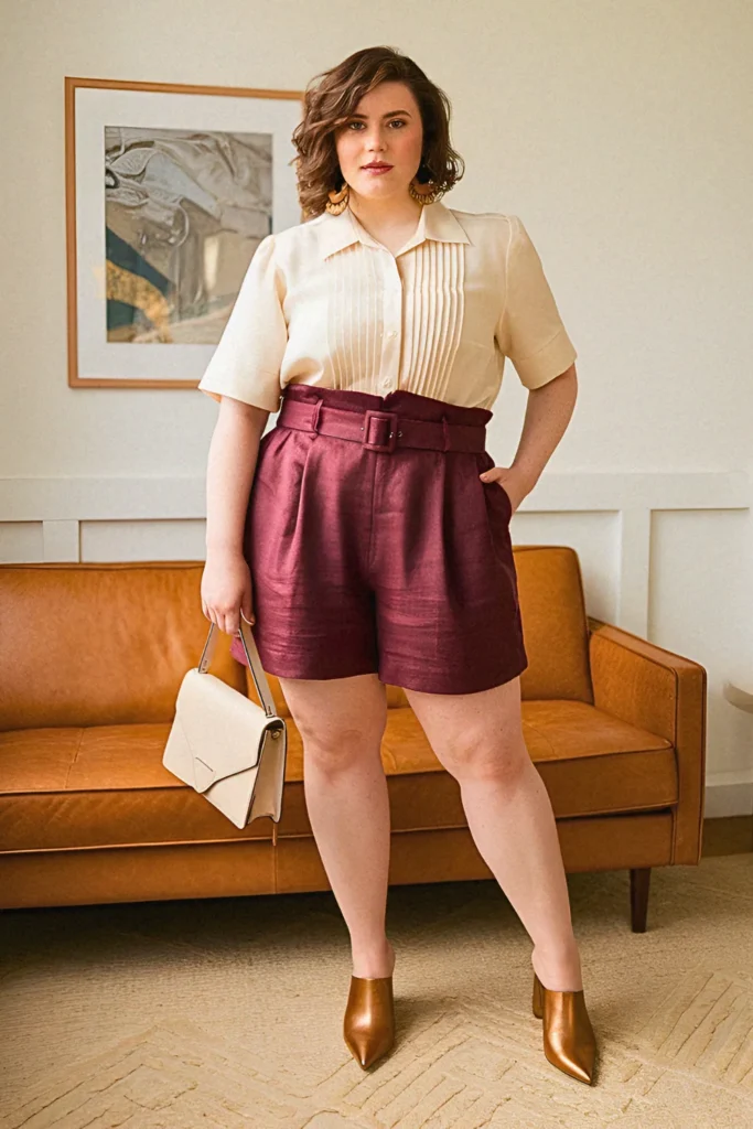 Plus Size Classy Tailored Shorts Summer Outfit