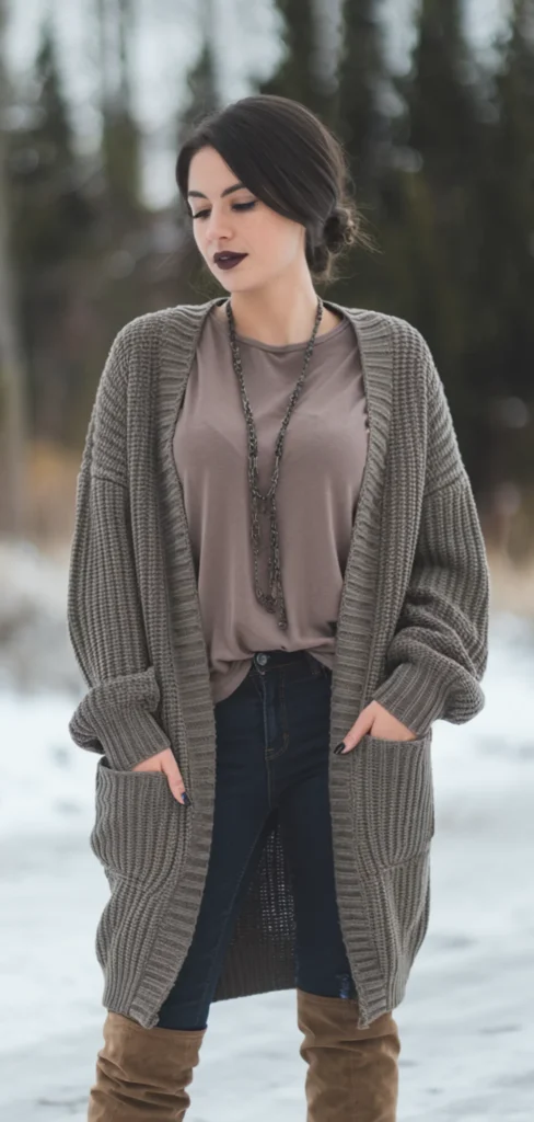 Winter Country Concert Cozy Cardigan Outfit