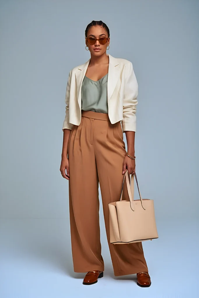 Spring Linen Cropped Blazer Office Outfit