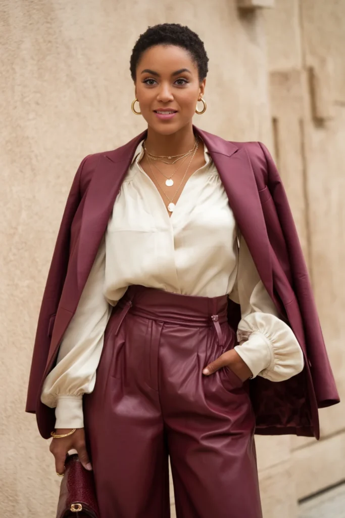 Winter Birthday Burgundy Outfit For Black Women