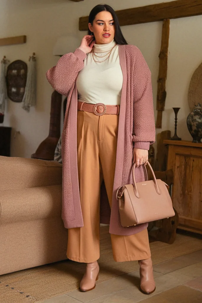 Plus Size Fall Chenille Cardigan Layered Nashville Outfit