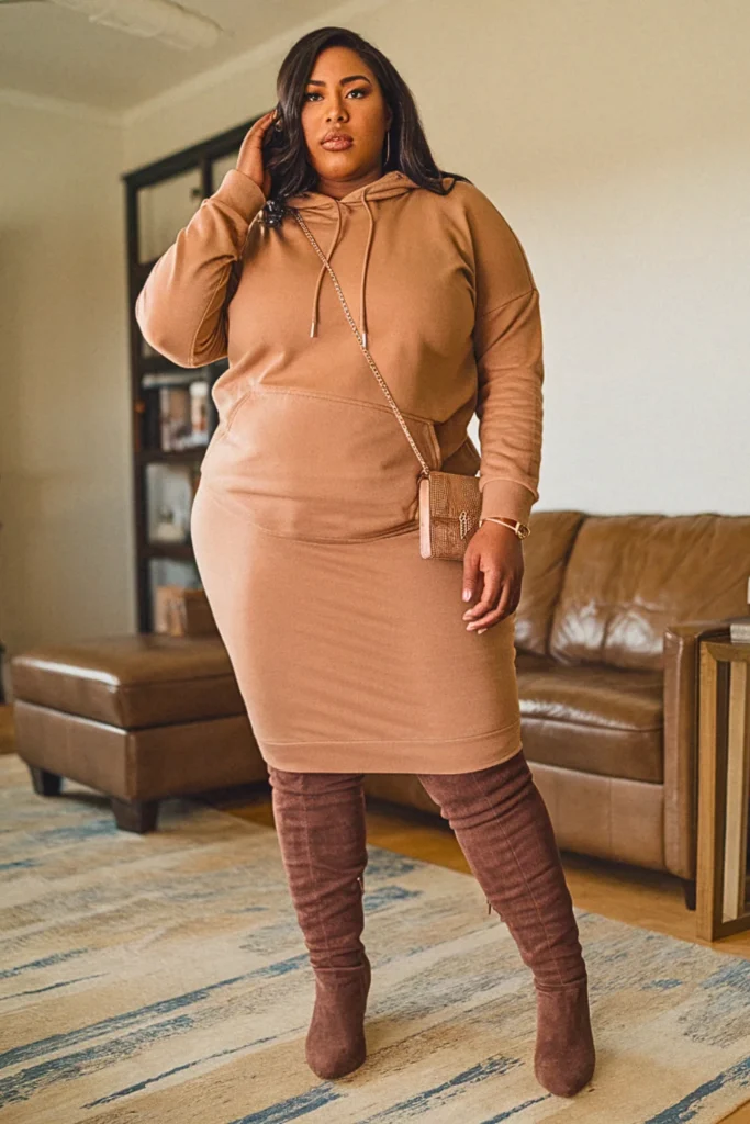 Plus Size Casual Hoodie Dress Chic Fall Outfit