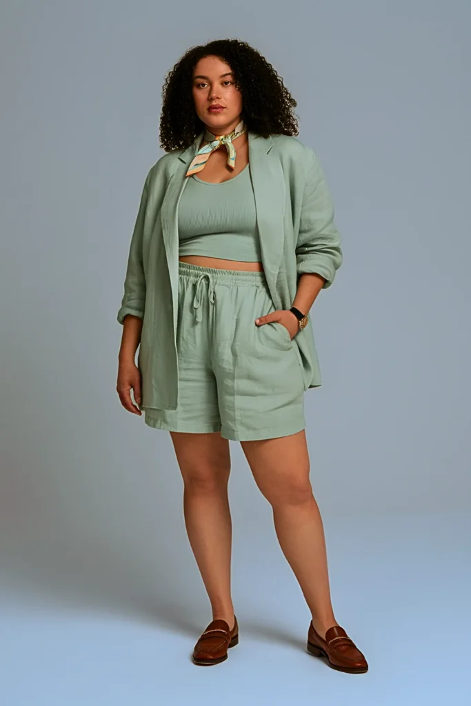 Plus Size Gender-Neutral Linen Suit Summer Outfit