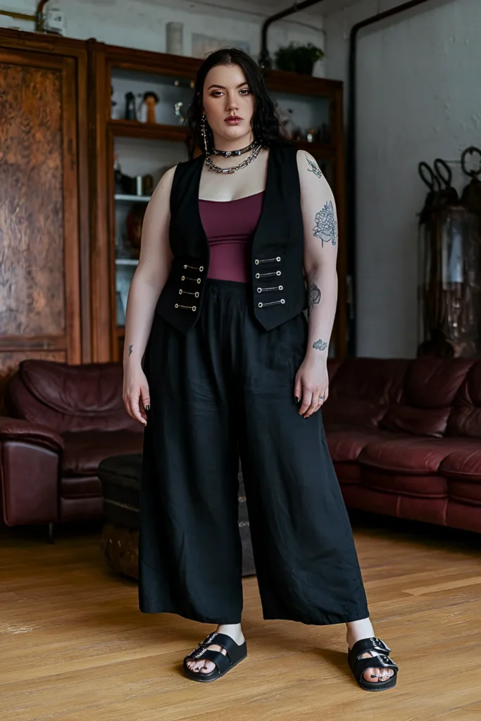 Plus Size Structured Vest Summer Goth Outfit