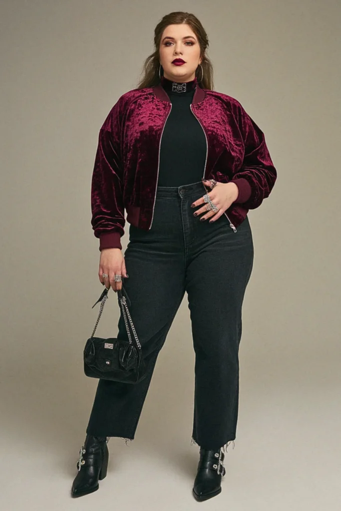 Plus Size Fall Velvet Jacket Gothic Grunge Outfit