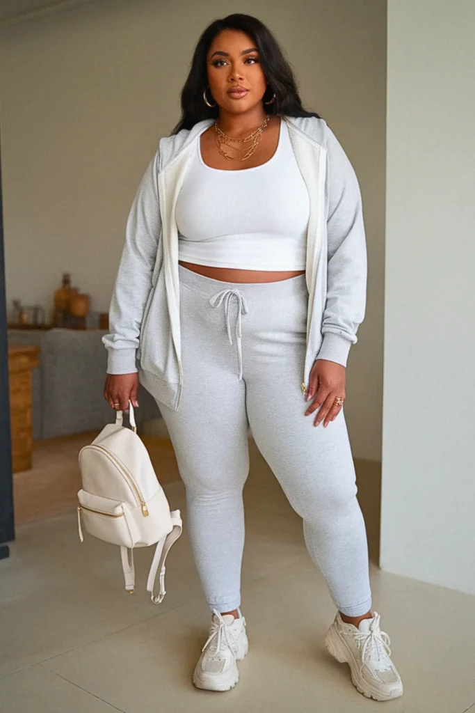 Plus Size Cute Zip-Up Hoodie Casual Fall Outfit