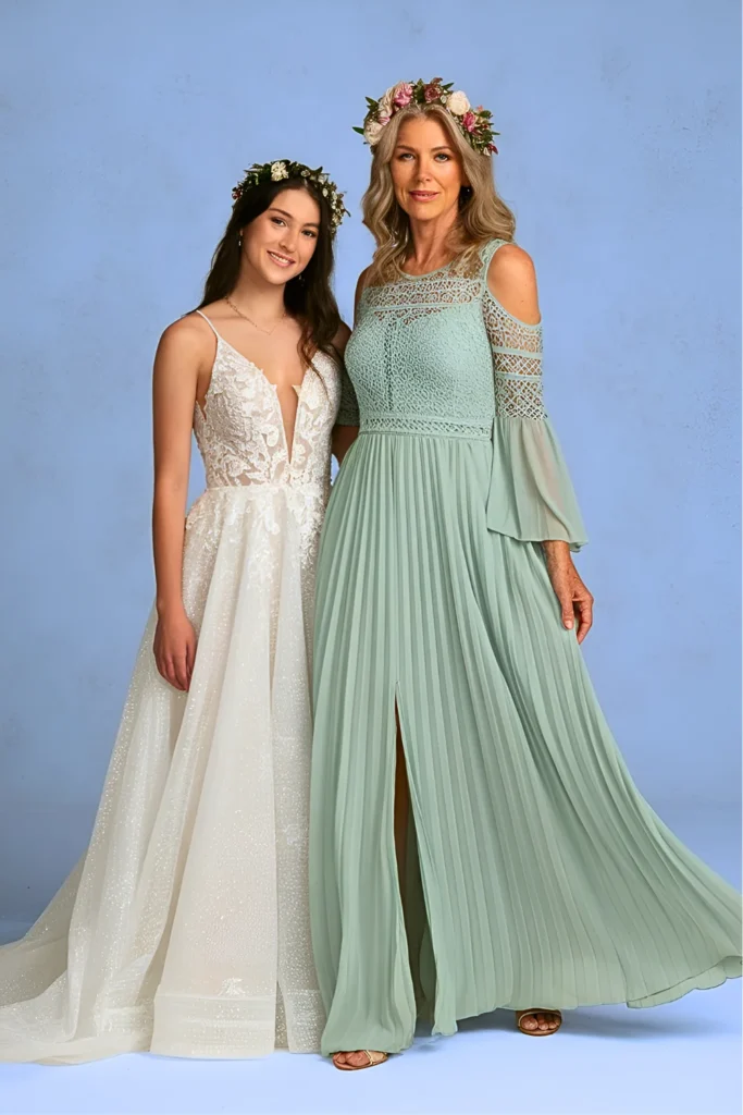 Plus Size Boho Chic Sage Green Chiffon Maxi Mother of the Bride Dress