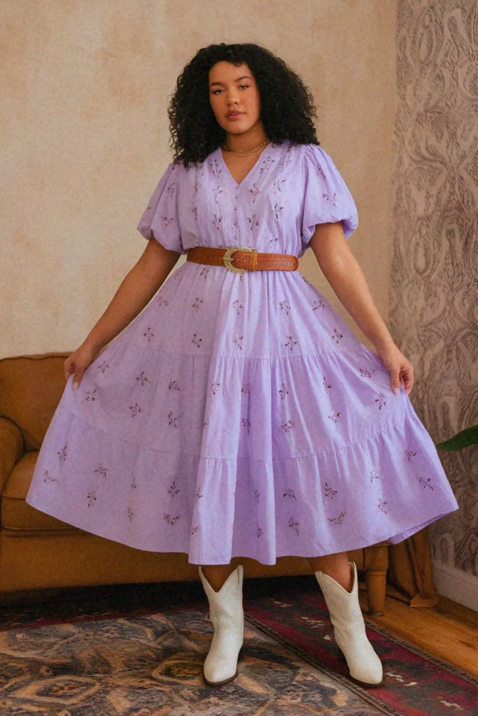 Plus Size Summer Tiered Prairie Dress Nashville Outfit