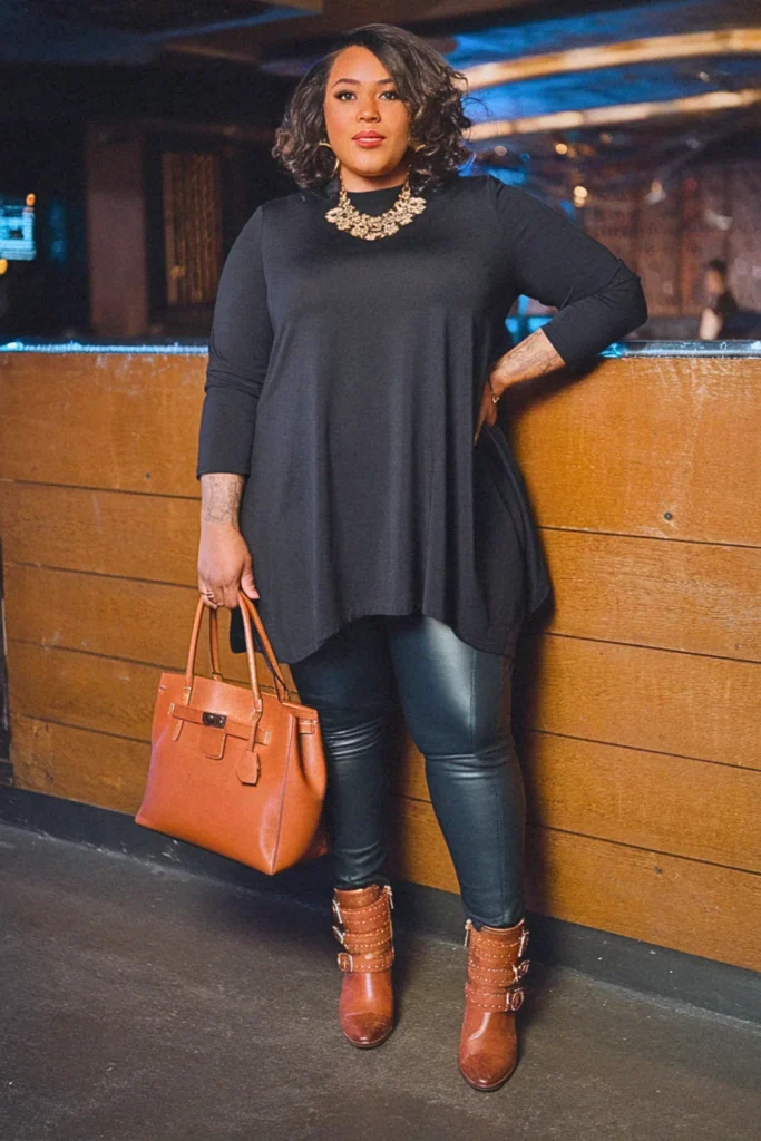 Plus Size Fall Tunic and Leggings Going Out Outfit