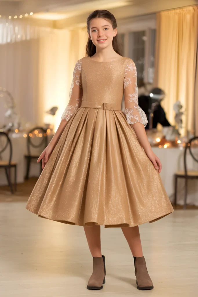 Middle School Winter Dance Golden Dress