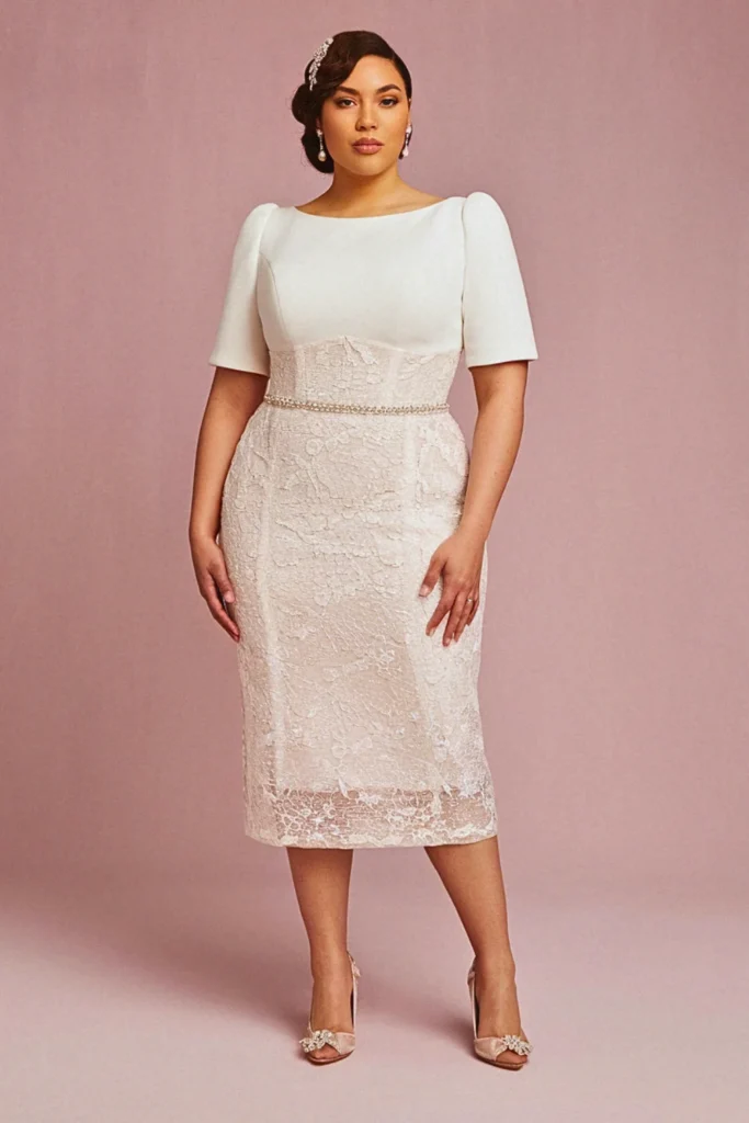 Plus Size Mixed Texture Wedding Dress