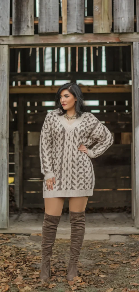 Sweater Dress and Boots Winter Country Concert Outfit