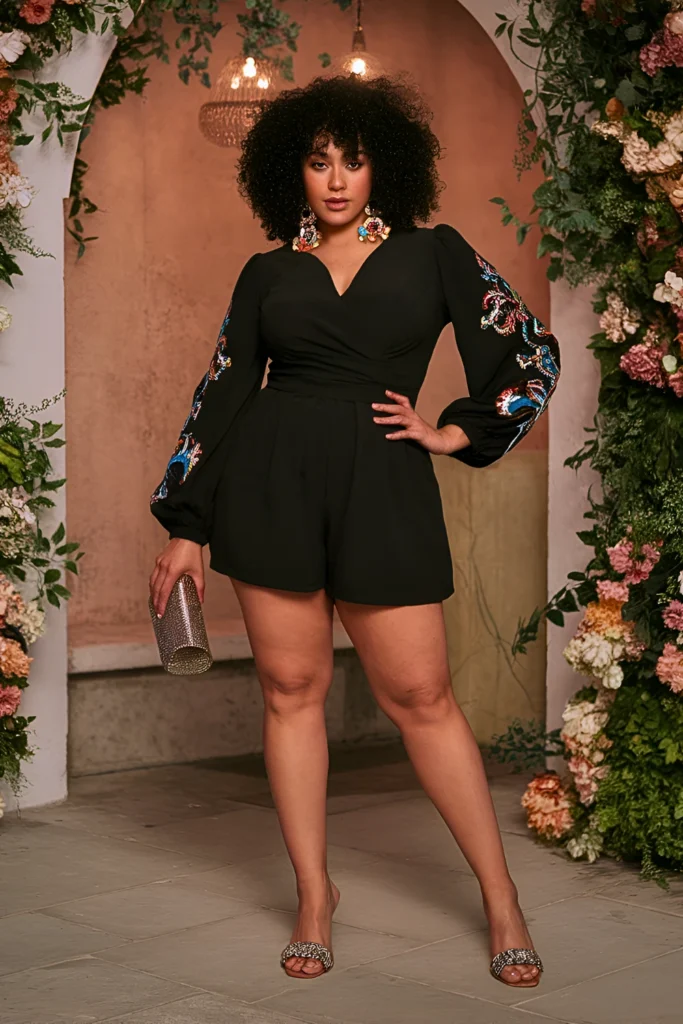 Plus Size Summer Statement Sleeve Playsuit Date Night Outfit