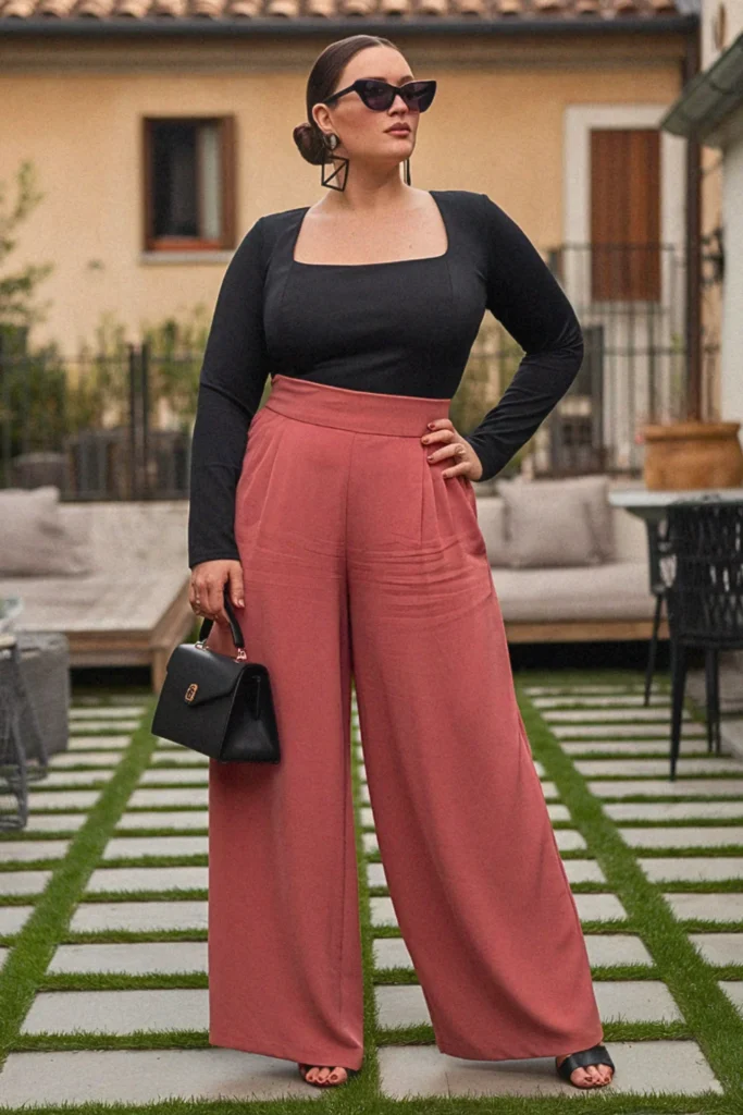 Plus Size Palazzo Pants and Bodysuit Summer Outfit