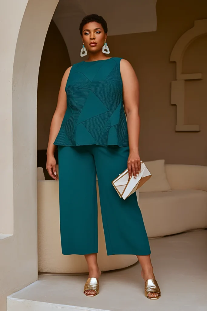 Plus Size Origami Pleated Set Summer Outfit