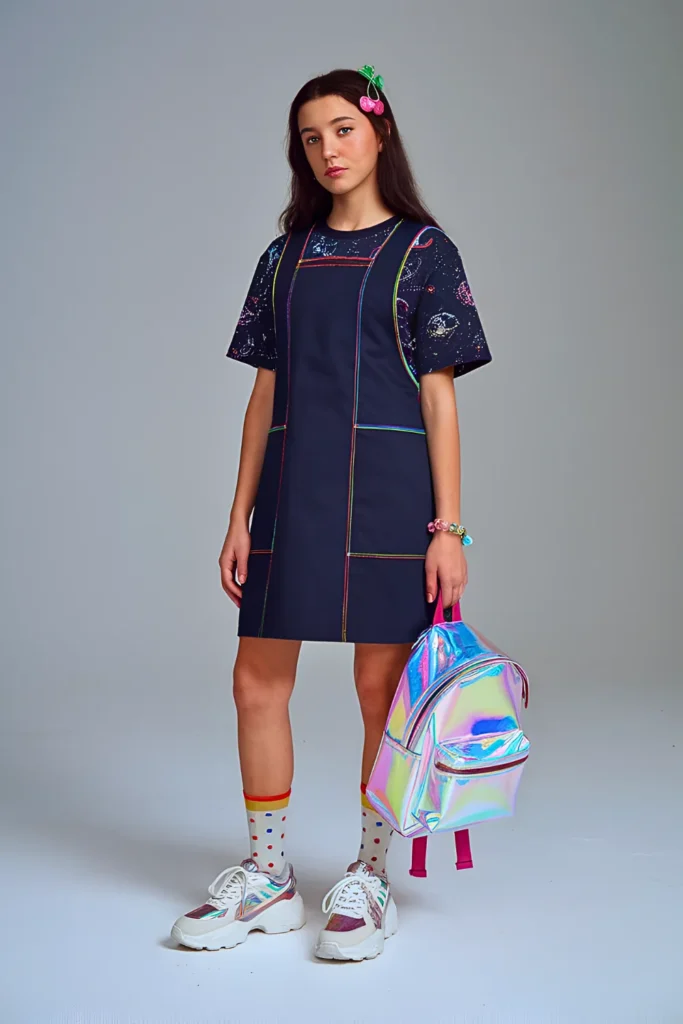 Spring Pinafore & Graphic Tee Middle School Outfit
