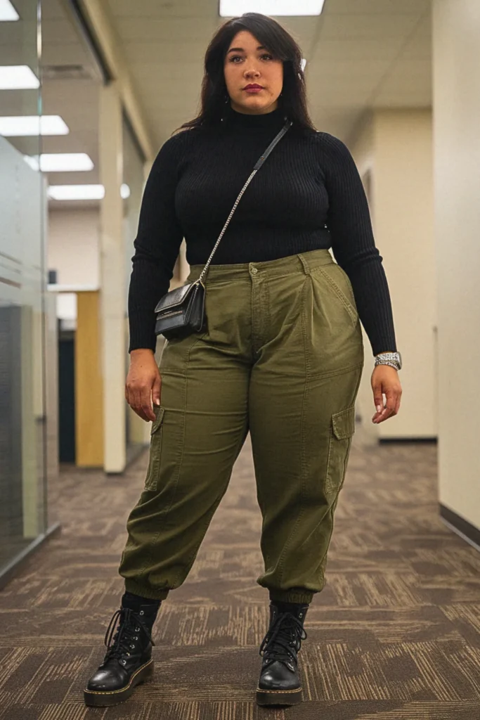 Plus Size Fall Utility Pants Office Job Outfit