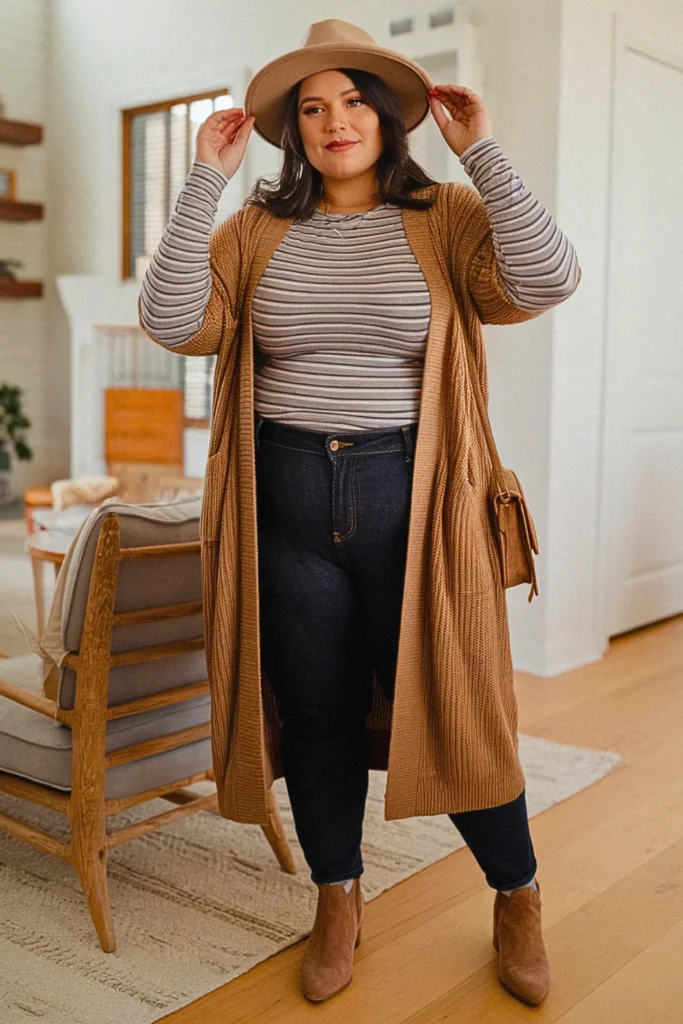 Plus Size Fall Cardigan Coatigan Layered Autumn Outfit