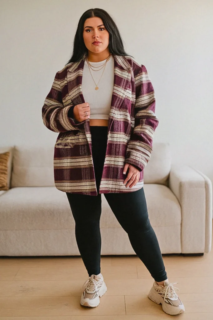 Plus Size Casual Oversized Blazer Leggings Fall Outfit
