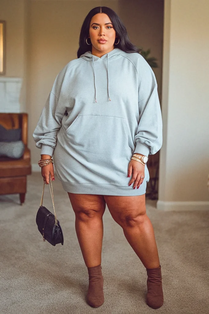 Plus Size Hoodie Dress Apple Shape Fall Outfit