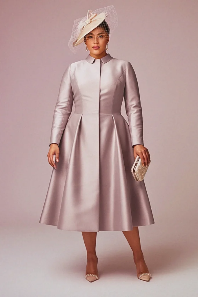 Plus Size Midi Coat Dress Wedding Ensemble