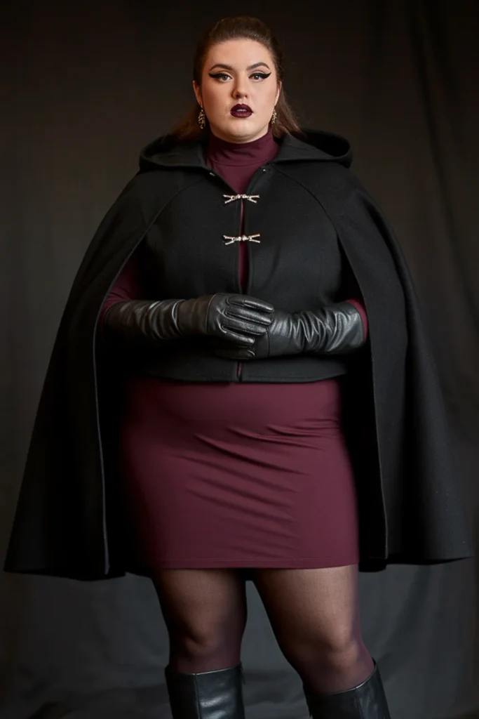 Plus Size Goth Cape Coat Victorian Fall Outfit
