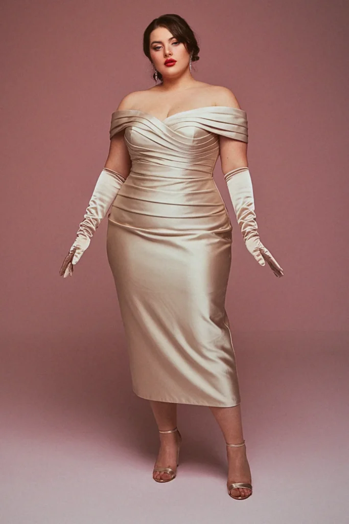 Plus Size Old Hollywood Midi Wedding Dress