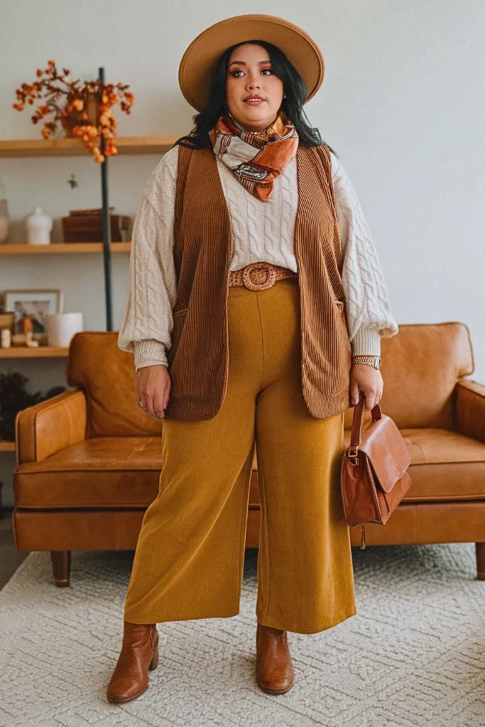 Plus Size Corduroy Vest Autumn Harvest Fall Outfit