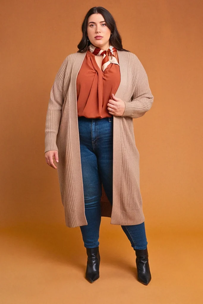 Plus Size Cardigan Coat Fall Outfit