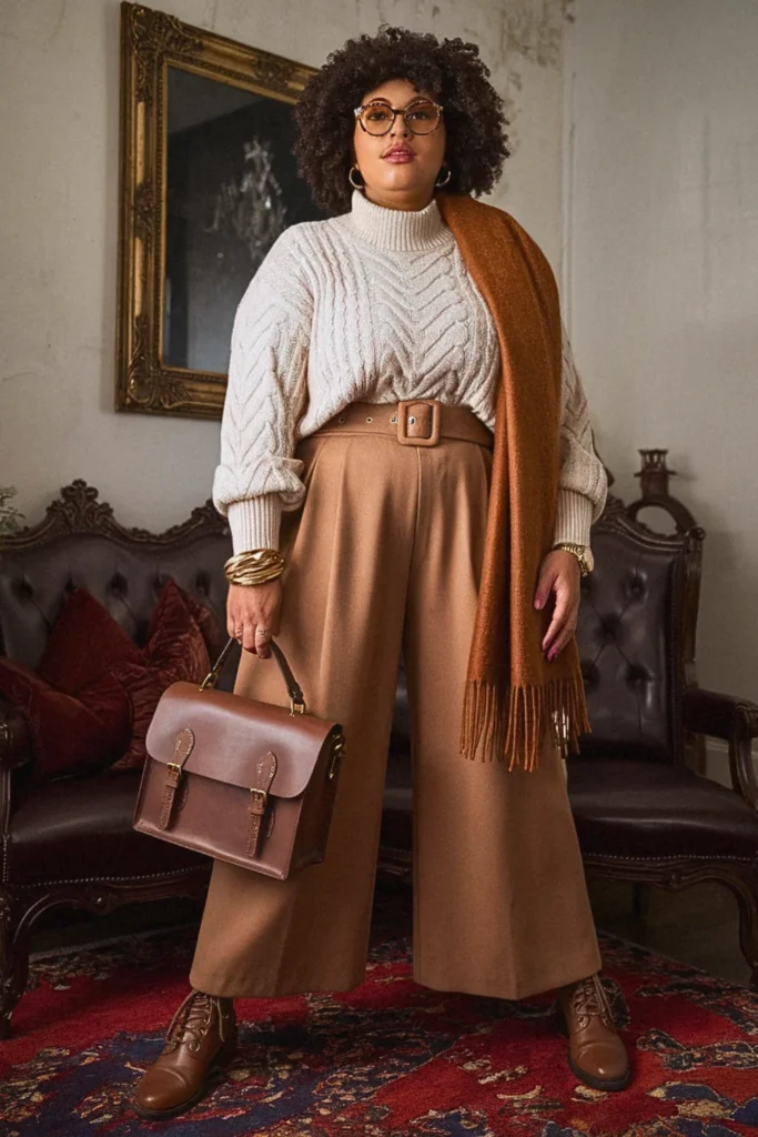 Plus Size Dark Academia Sweater Fall Outfit