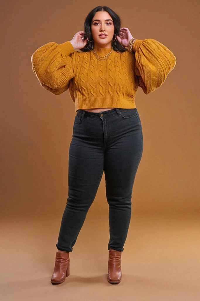 Plus Size Fall Textured Sweater Birthday Outfit