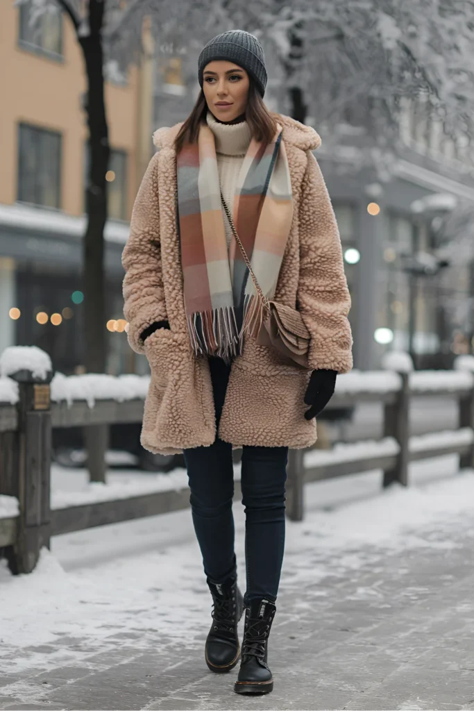 Stockholm Style Winter Teddy Coat Outfit