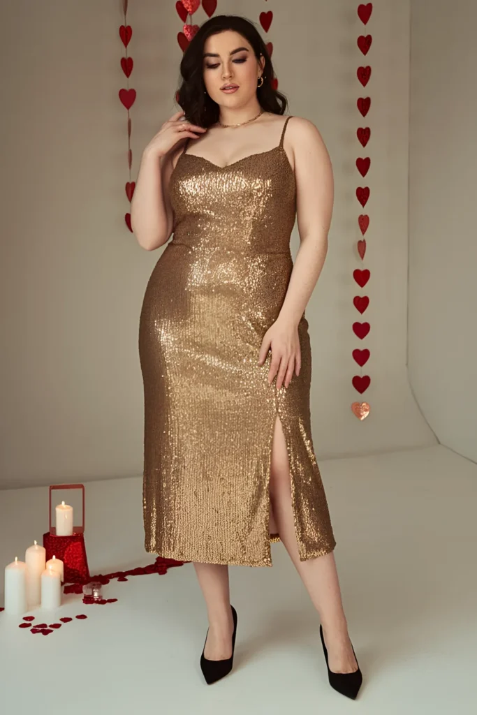 Plus Size Valentine's Party Sequin Dress Outfit