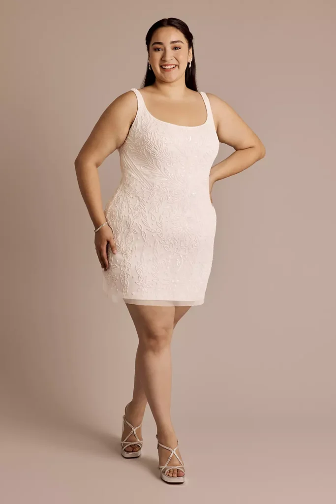 Beaded Square Neck Mini Dress