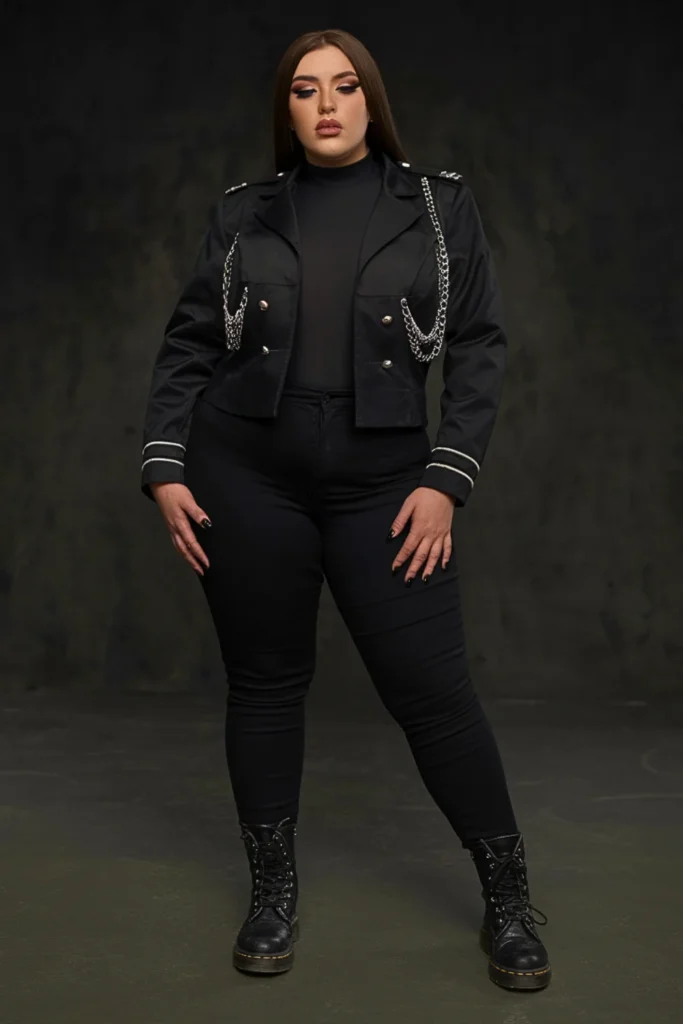 Plus Size Goth Military Jacket Alternative Fall Outfit