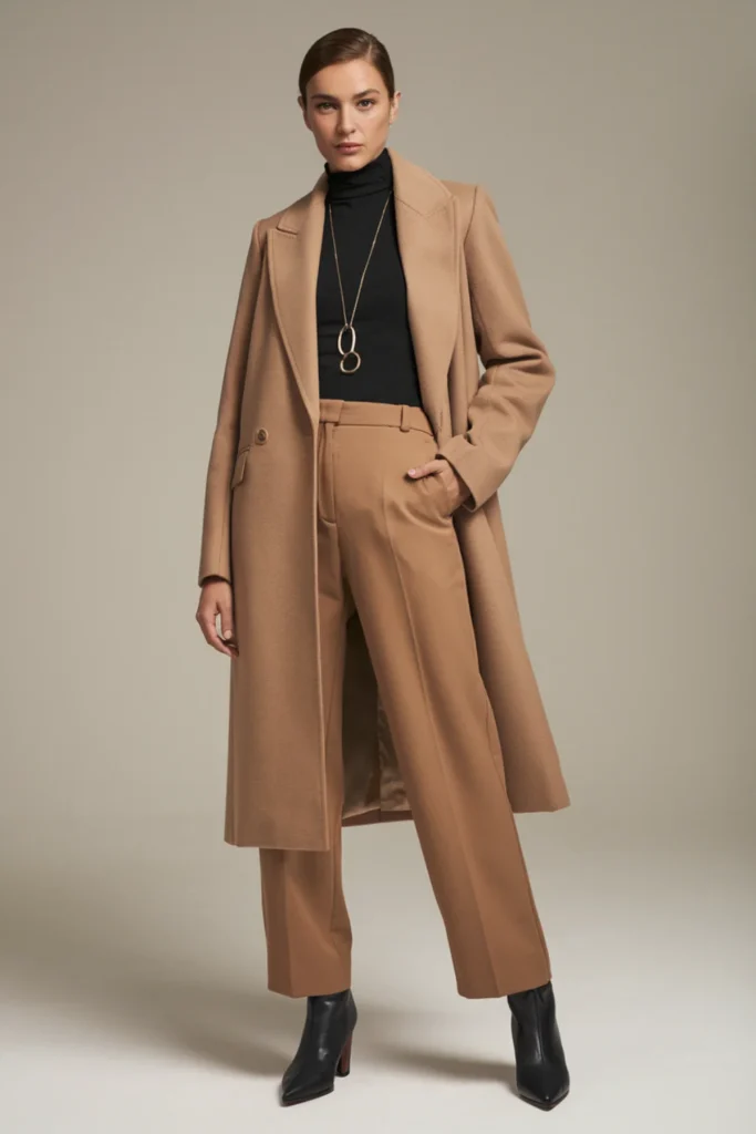 Winter camel coat Outfit