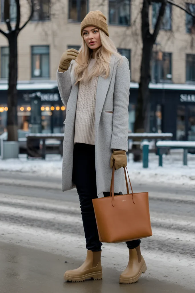 Stockholm Style Winter Waterproof Boots Outfit