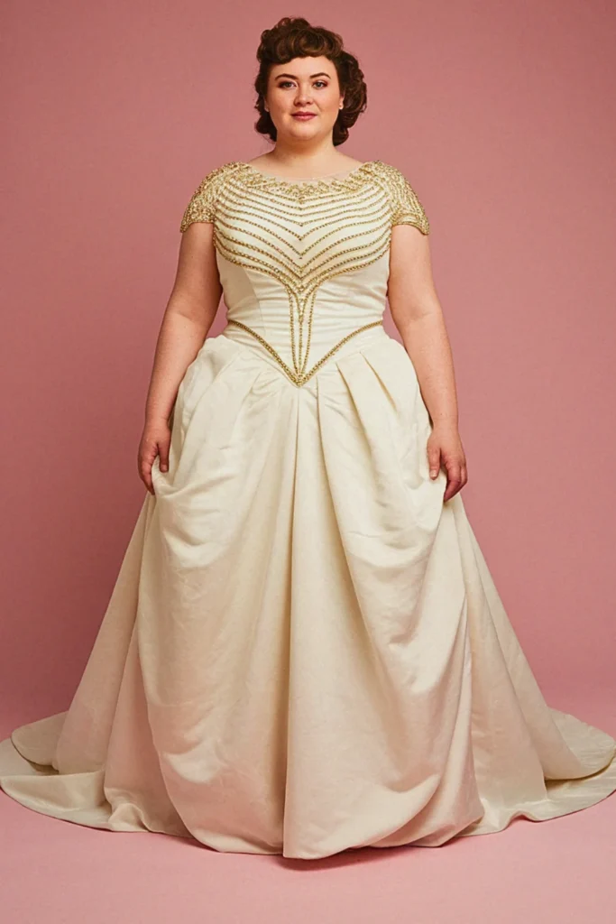 Plus Size Vintage Art Deco Beaded Empire Wedding Dress