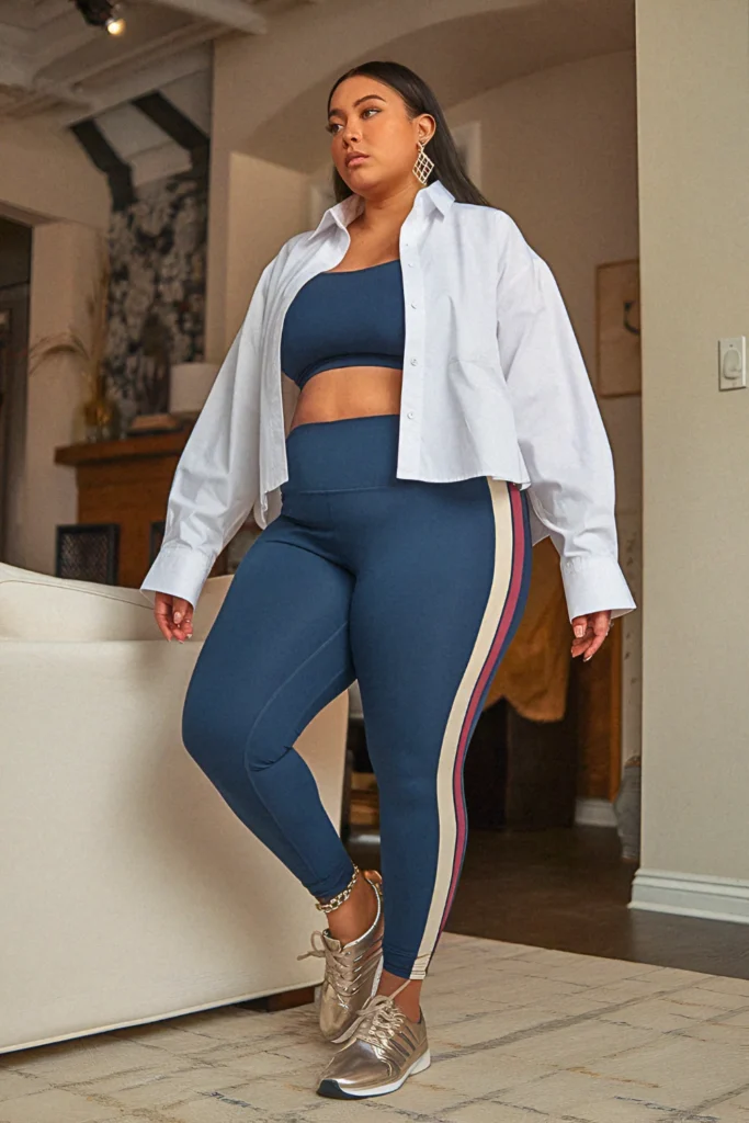 Plus Size Athletic Stripe Side-Panel Legging Outfit