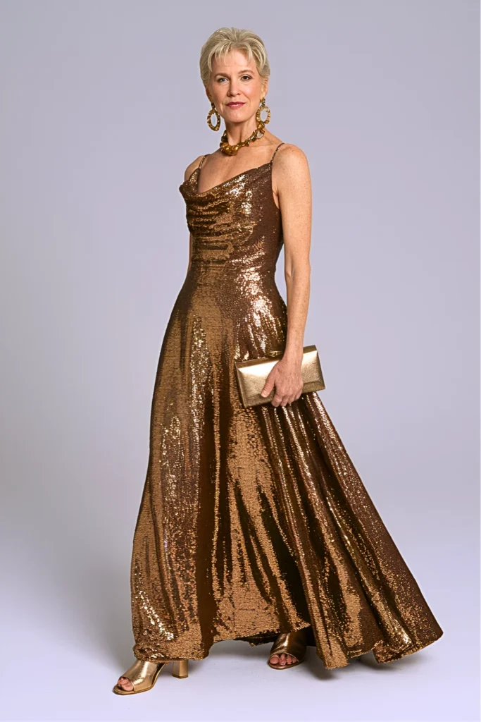 Bronze OmbreÌ Sequin Mother of the Bride Dress