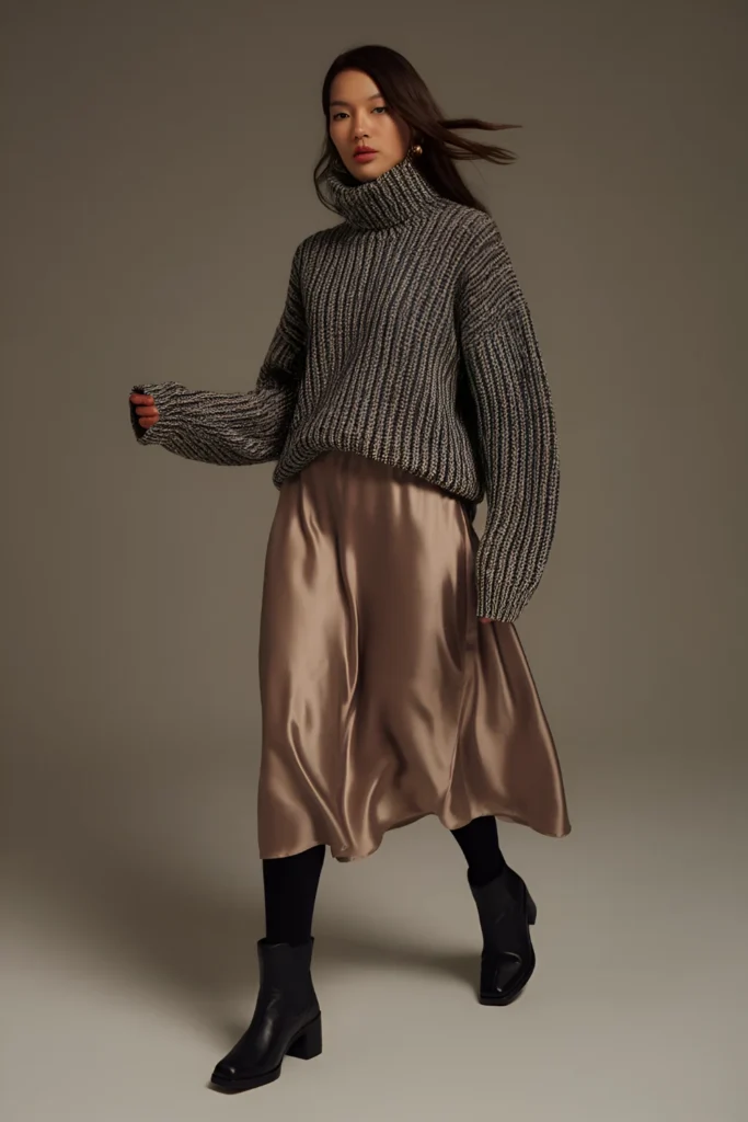 Winter Casual Sweater and Midi Skirt Outfit